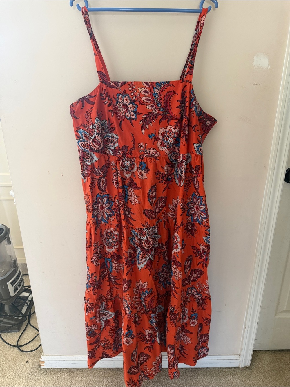 Women’s Orange Floral Sundress - Sleeveless Strappy Dress